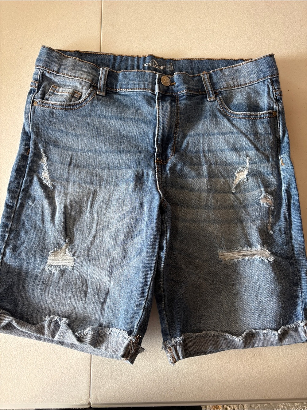 Jordache Light Blue Distressed Denim Shorts